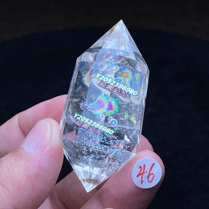 46號天然白水晶沃格爾阿賽彩虹沃格爾靈擺高頻水晶雙尖水晶柱規格6027mm