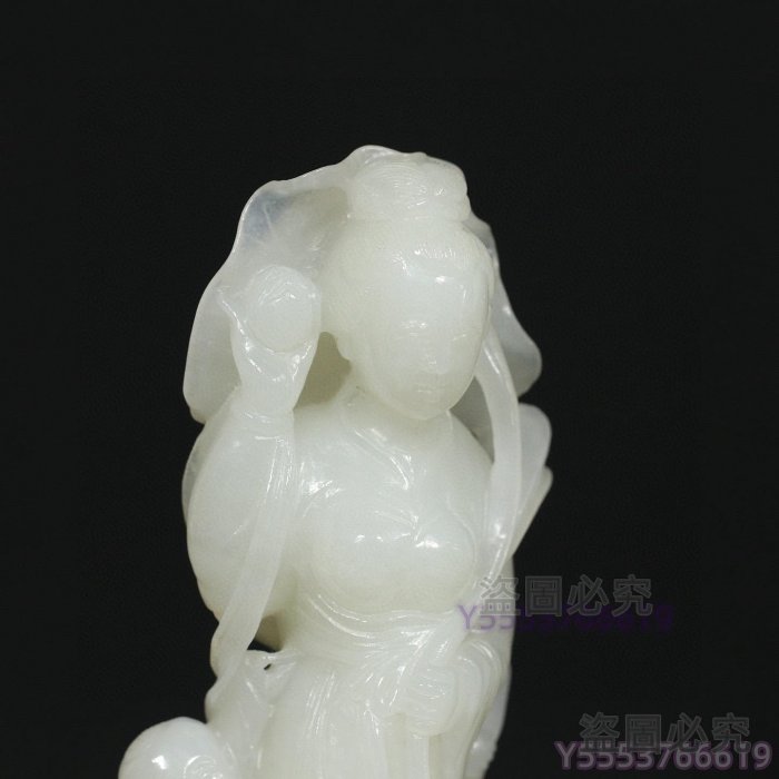 清代老和田玉【蓮花送子觀音】擺件一物一圖細節如圖高*寬*厚12.8*5.7