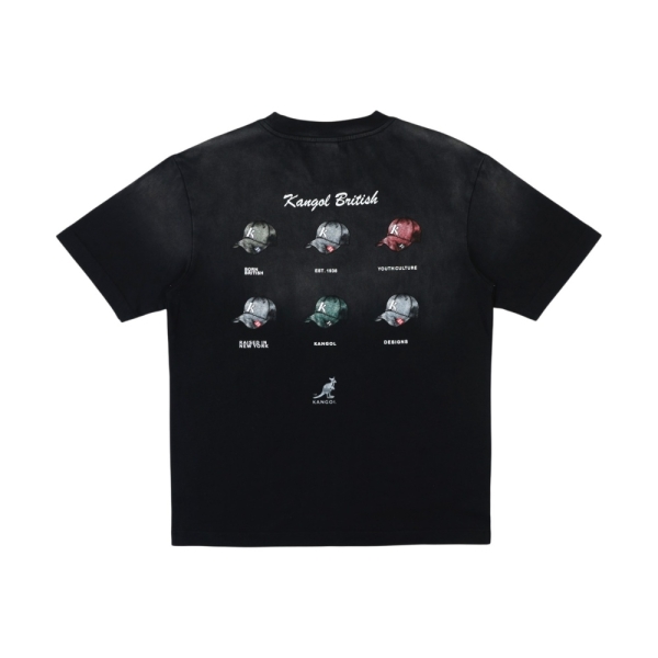 KANGOL 短T 黑色 洗水 落肩 重磅 帽子 短袖 上衣 中性 6625100320