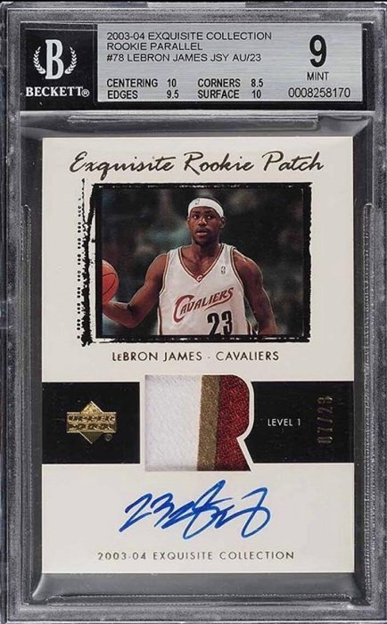 Lebron James 2003-04 UD 新人年 金紅白三色球衣patch 限量23張 簽名卡 BGS 9 簽名 10 最頂卡 夢幻逸品