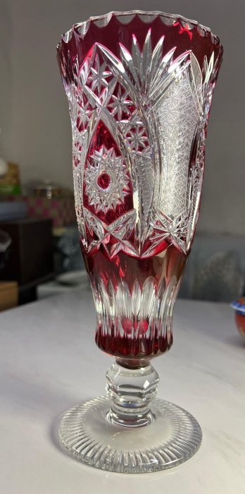 CRYSTAL DONAU 花瓶 ドイツ クリスタルガラス花瓶 色披 大型 高さ約40cm