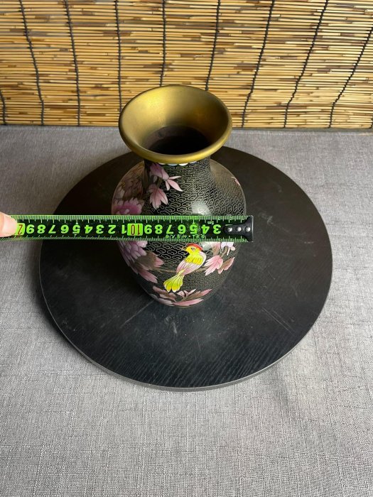 掐絲琺瑯賞瓶黑地滿堂春色推薦收藏牡丹花瓶掐絲琺瑯藝術滿堂春色琺瑯