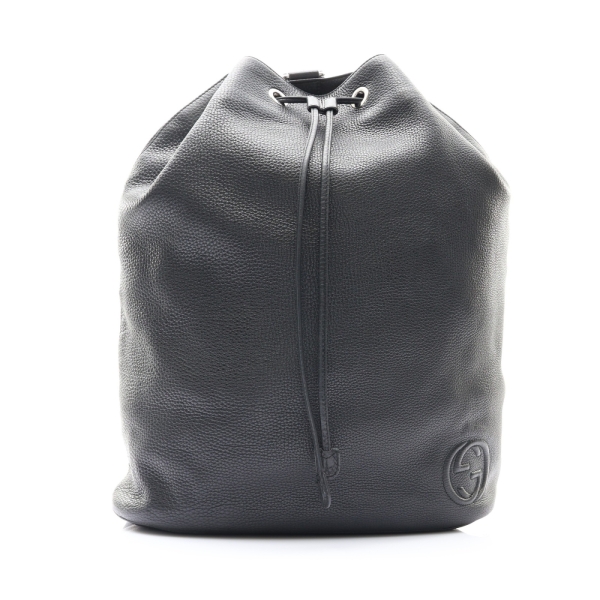 GUCCI 古馳 Soho Drawstring 抽繩 後背包 黑色 牛皮 368587 二手精品 【二手名牌BRAND OFF】