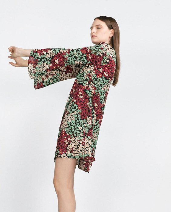 西班牙Zara Basic歐美風繁花盛開好顯瘦雪紡洋裝 M | 近全新