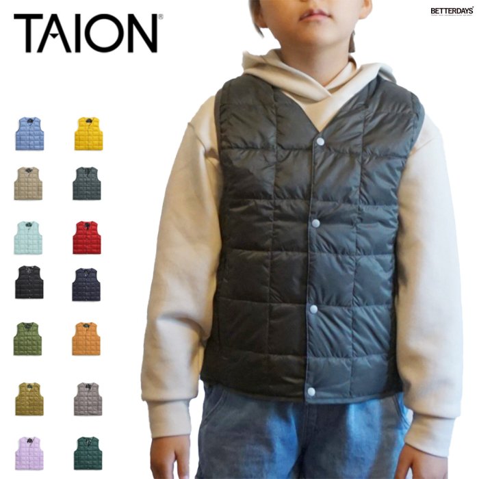 TSU 日本代購 体温 TAION K001 DOWN VEST  羽絨背心 軍裝風格 兒童