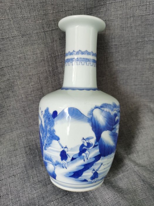 清康熙青花山水人物瓶高212CM浙料翠毛藍分水清晰| Yahoo拍賣