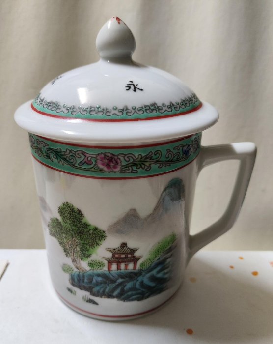 景德鎮567粉彩山水風景人物茶杯，古早工藝珍藏款，全新九五品相，熱銷
