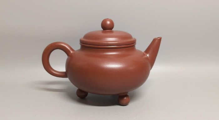 古玩老物件收藏實力派王新紅原礦大紅袍三足水平紫砂壺一把特惠| Yahoo拍賣