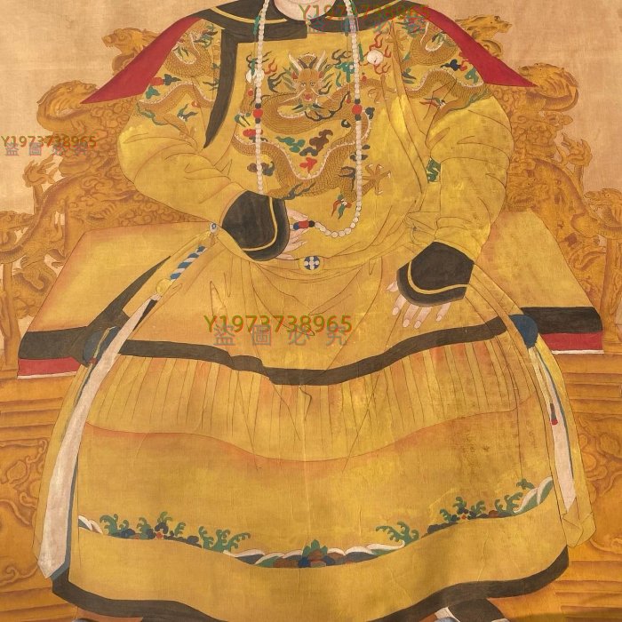 皇帝像【郎世寧】雍正，一物一圖，大六尺絹本純手繪精美作品裱裝【古董