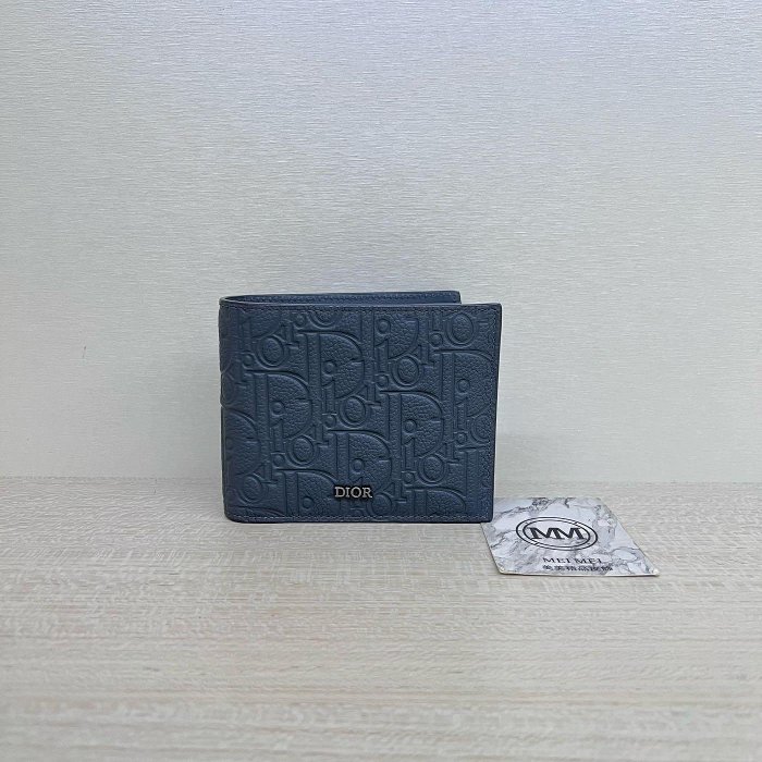 30年老店 預購 DIOR 灰色 皮革 壓紋 8卡 短夾 皮夾 男夾 2ADBH076