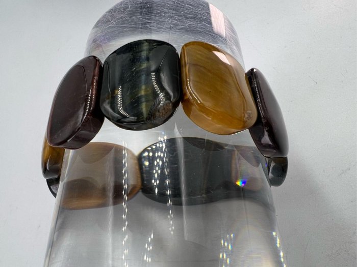 獨特品味！2.5公分三色虎眼石板珠，展現您的不凡氣度