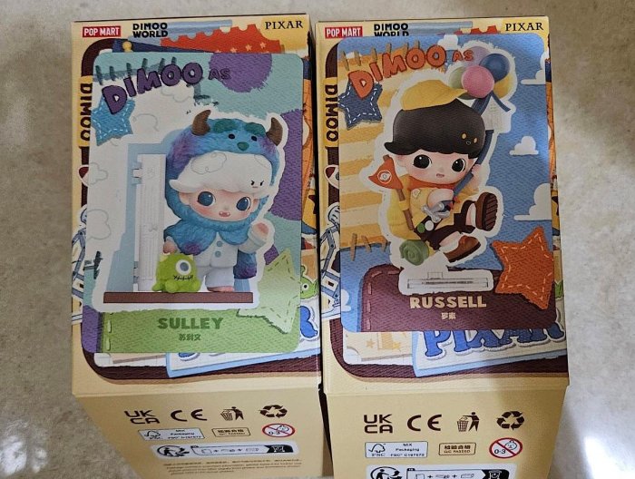 DIMOO WORLD × PIXAR聯名系列手辦 蘇利文 羅素 正版公仔盲盒聯名 POP MART 泡泡瑪特