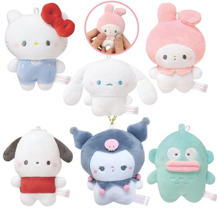吾人智販 日本正版 Mochimochi Panda Sanrio 麻吉熊貓 三麗鷗 聯名 吊飾 鑰匙圈 人魚漢頓 酷洛米