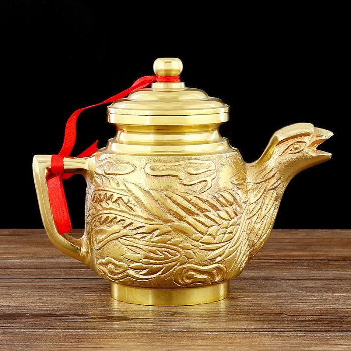 純銅茶壺佛具佛堂供酒壺銅壺銅水壺小茶壺鳳凰銅茶壺擺件居家| Yahoo拍賣