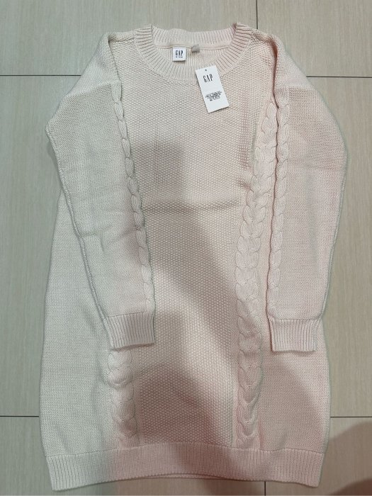 現貨全新正品GAP女童米白針織長袖洋裝（尺寸：XXL）