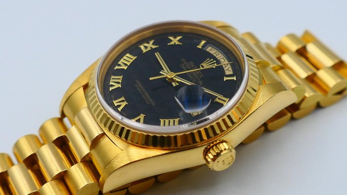 【美好時光】ROLEX勞力士罕見近庫存新品品相18038盒單全金字塔面超美品!( 1803 18238參考)