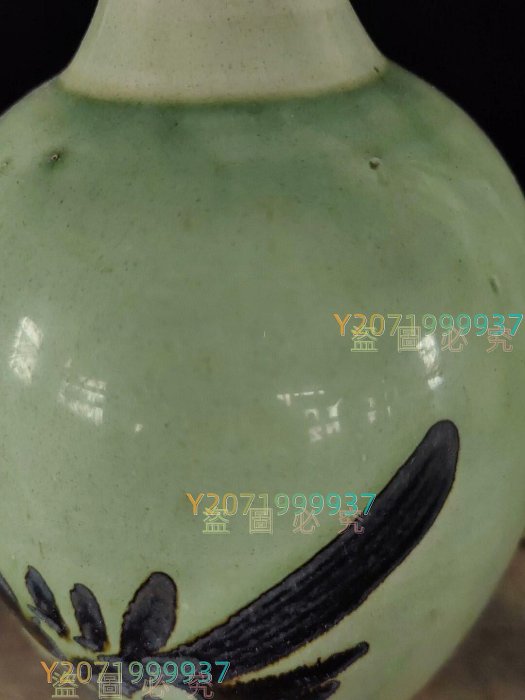 8宋代磁州窯綠釉蒜頭瓶老陶器老窯瓷，品相如圖，完整無瓷器老窯瓷老瓷