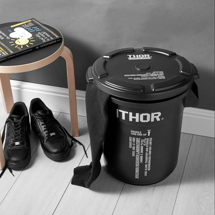 ごみ箱 NEIGHBORHOOD SRL THOR ROUND CONTAINER Neighborhood x Thor SRL Round Container Mini in Black