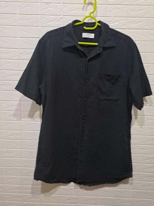 uniqlo 黑色亞麻棉質襯衫 M