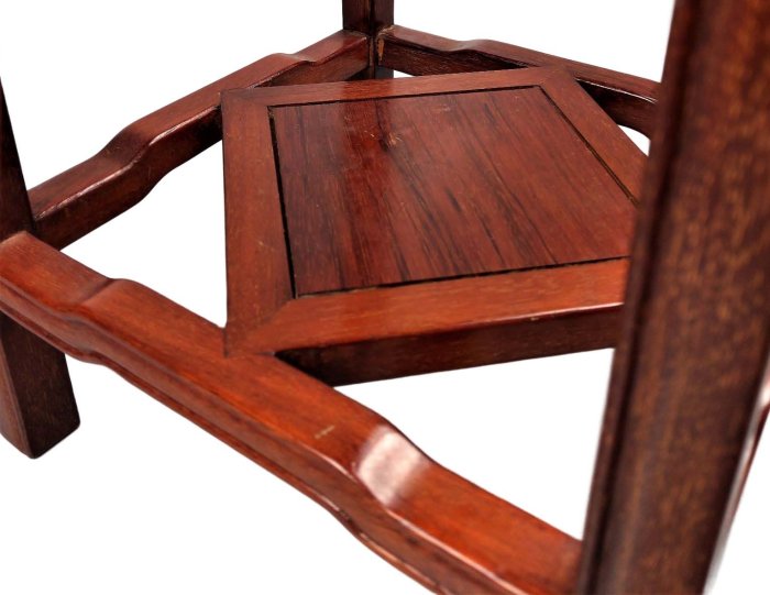 日本老家具/唐木花梨細工鑲貝二重板高腳花台/茶棚/展示棚/茶台