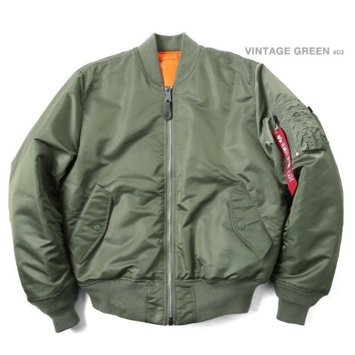 【Brand T】日版 ALPHA INDUSTRIES MA-1 TIGHT版*軍綠色*合身窄版*飛行外套*MA1
