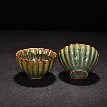 可議價南宋龍泉窯梅子青釉菊瓣杯高4.7厘米寬8.5厘米【藏寶古玩