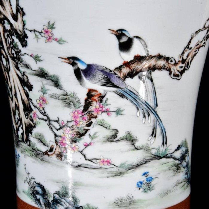 清雍正年粉彩描金花鳥紋梅瓶31*17m3500 古玩收藏老物件【古雅庭軒