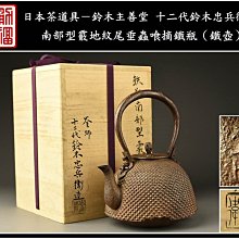 勇福堂》】日本茶道具－十二代鈴木忠兵衛造【南部型霰地紋尾垂蟲