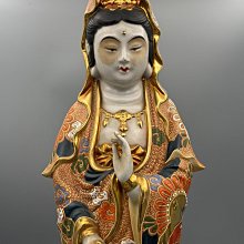 九谷焼【菊仙 】観音菩薩立像✩超美品✩ 擺件NO.338 【回流臻品】日本九谷燒巨匠菊仙作金彩觀音菩薩立像核心