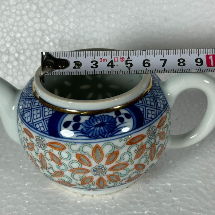 景德鎮567老廠手工青花描金茶壺，玉款玲瓏細節精繪，比例協調，光線