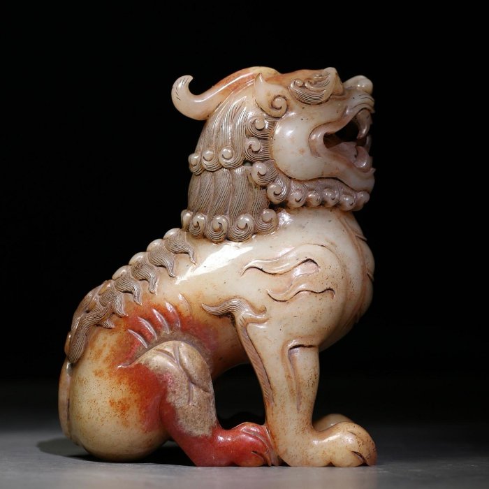 18896和田玉舊藏迴流精品玉獅子玉質剛性細膩油潤包漿醇厚沁色自然雕工