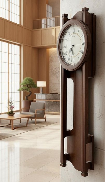 5/14結標日本SEIKO 長擺掛鐘深木框羅馬數字盤CEE0349 --搜索用掛鐘鐘錶