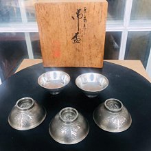 日本舶來品，“木村鉛鐵工業”作，老錫御盃五客單只直徑5厘米，高度2.2