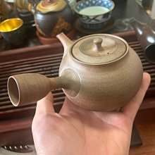日本回流：常滑燒名家清水北條源二老北條作側把壺急須素燒容量400左右
