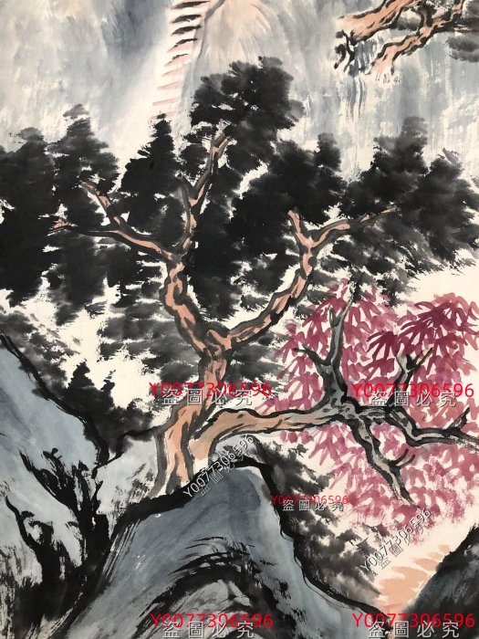 132【黃賓虹】山水，純手繪四條屏裱好尺寸高x寬：180*50cm 、畫芯尺寸