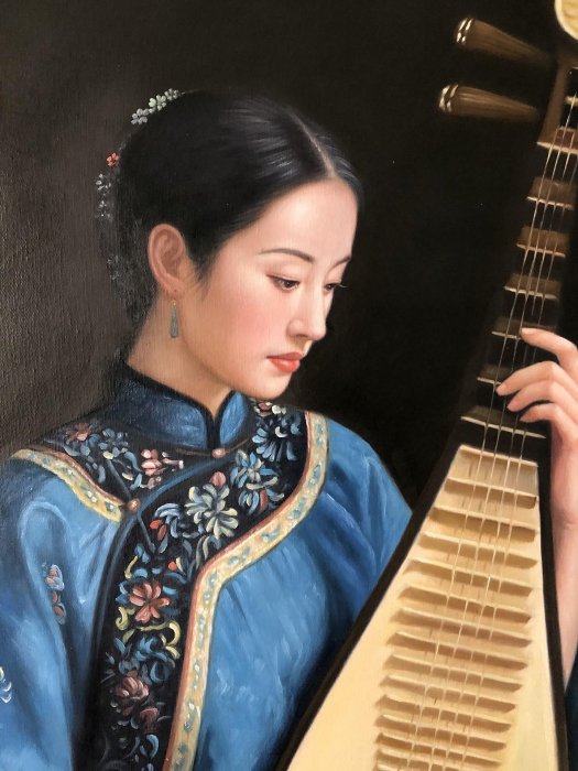 嚴選冷軍創作63年巨作，100x70CM純手繪油畫推薦收藏冷軍人物手繪油畫