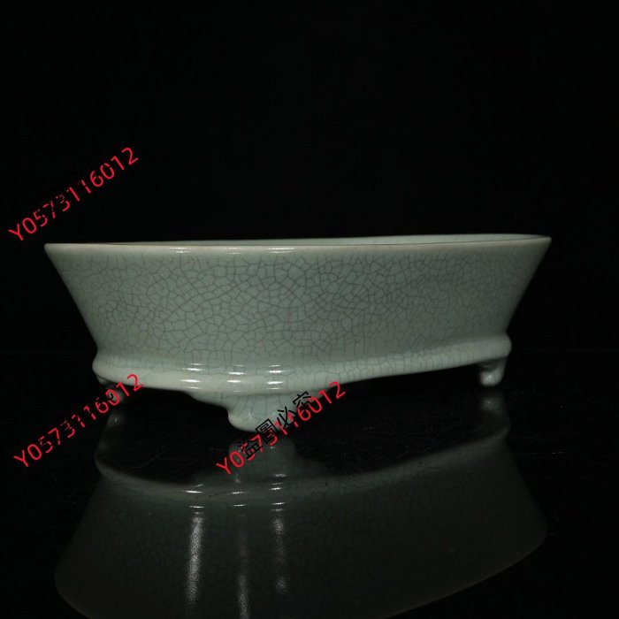 宋代汝窯開片刻字水仙盆（6.8×23.3×16.1cm）20021352禦窯、 青花、古玩