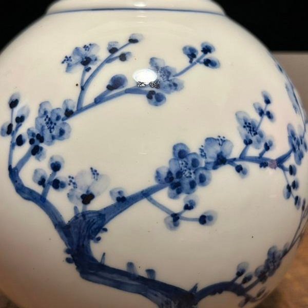 1980年代鶯歌名瓷『巧妙堂』 青花茶倉茶罐絕版品四君子「梅」可以堂