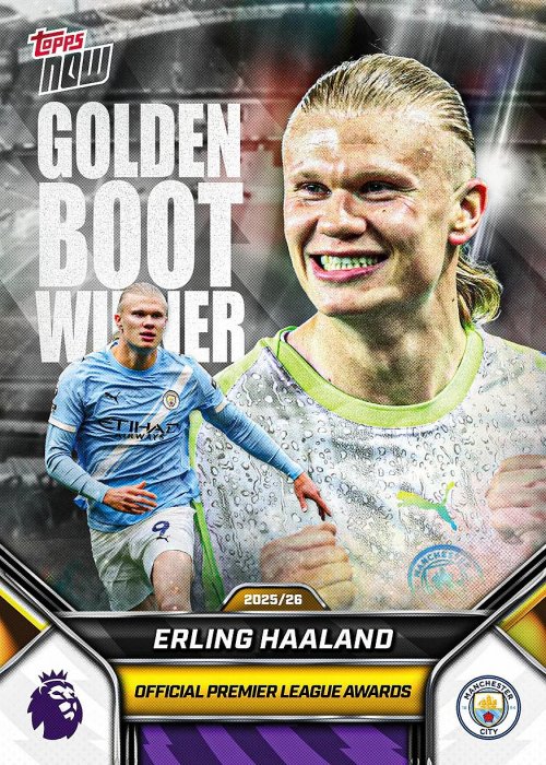 Erling Haaland哈蘭德漂亮榮獲英超金靴獎經典時刻紀念卡 2025/26 Topps Now Golden Boot Winner