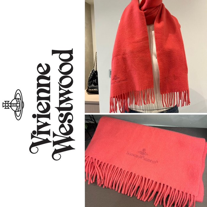 【MeMeet】一元起標 二手真品  VIVIENNE WESTWOOD 西太后 紫紅色 圍巾 V235
