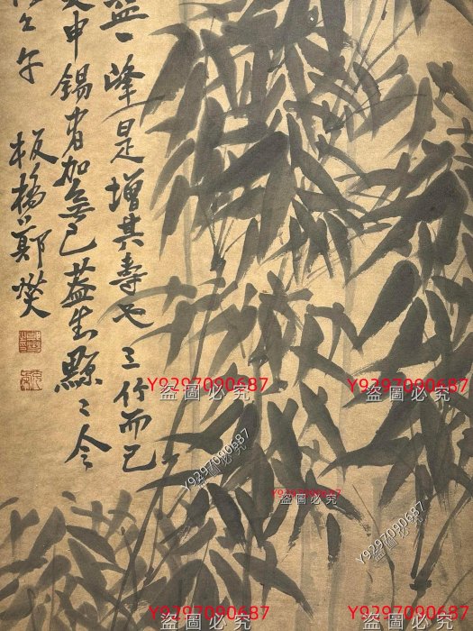 鄭板橋紙本手繪《墨竹圖》四扇屏，鄭板橋原名鄭燮，字克柔，號理庵，又