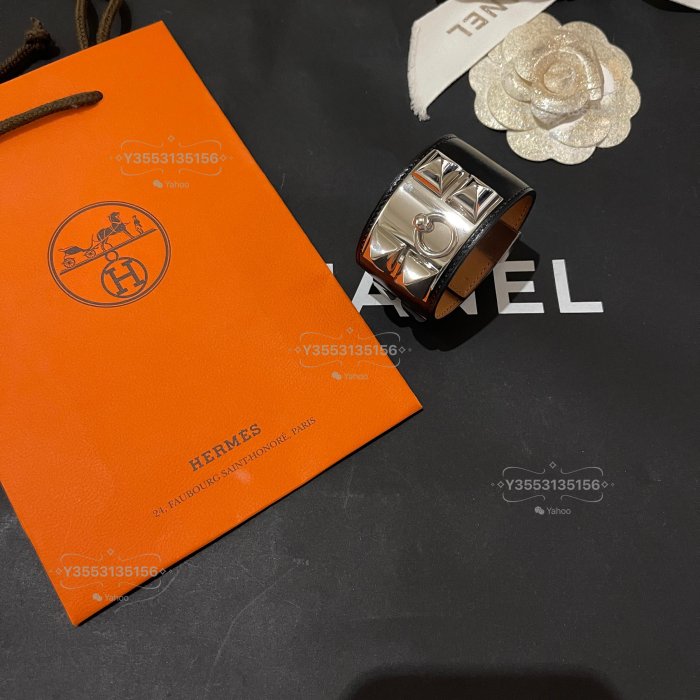 時尚萬歲 Hermes 黑銀滑面皮革CDC s號
