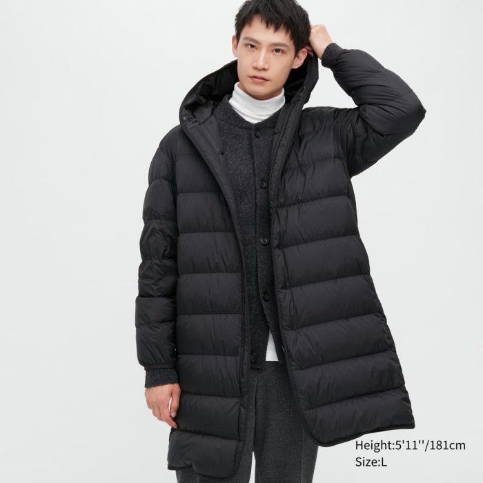 Uniqlo 2023款之長版羽絨外套  稀少黑色S號
