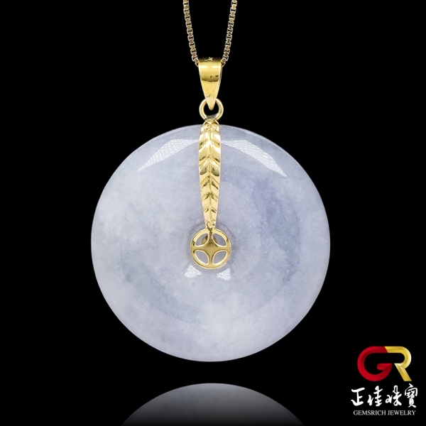 正佳珠寶】翡翠冰種紫羅蘭平安扣26mm 翡翠平安扣吊墜天然A貨翡翠吊墜