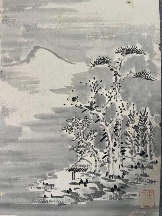 嚴選清代乾隆時期王雲石山水畫文人墨寶，畫心尺寸，保存完好古董山水畫
