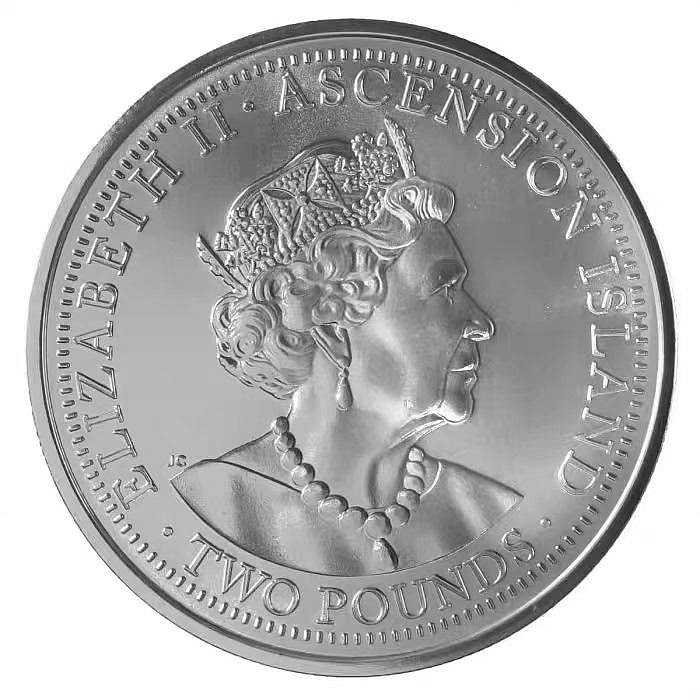純銀　銀貨 阿森松島聖喬治限量版銀幣，1盎司純SILVER ，精雕細琢傳奇屠龍圖騰
