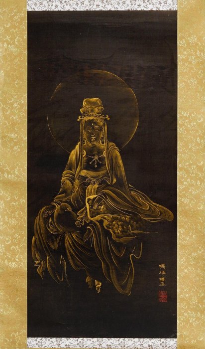 【書】　★ 書法 黒色緞地泥金楷書掛軸 ★　清朝期　二重箱 絹本肉筆　明清書畫 085-藝文空間_1-568x400.jpg 工芸品
