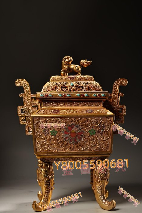 珍品清代宮廷御藏罕見高浮雕鏨刻鎏金方獅子蓋熏香爐工古董舊藏擺件【景 珍品清代宮廷御藏罕見高浮雕鏨刻鎏金方獅子蓋熏香爐工古董舊藏擺件【景