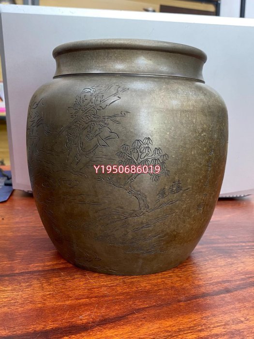 古錫 茶葉罐 藏六居造 「錫製無紋四系耳茶心壺」 茶筒 茶入 茶壷 茶道具 純錫 古錫 茶葉罐 藏六居造 「錫製無紋四系耳茶心