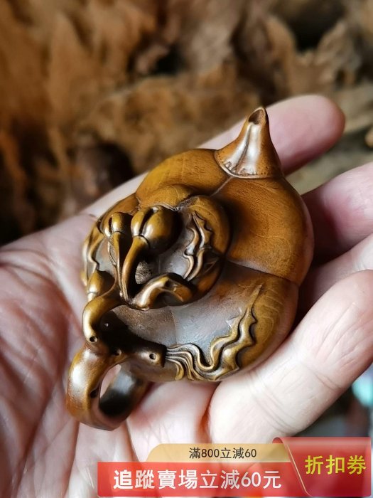 黃楊木雕擺件手把件把把壺，長7.5直徑5公分，重約45克，黃楊木，品相